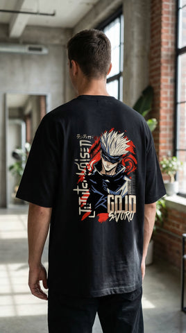 Limitless Power – Gojo Satoru Anime Oversized Black T-Shirt